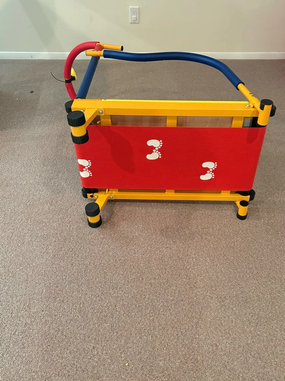 Children's Bright Red & Yellow Treadmill with Blue Handrails -Kids Toy 3-15 year